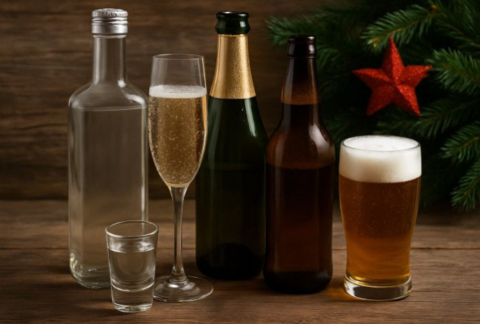 Названа оптимальная доза алкоголя на новогоднюю ночь — водка, шампанское, пиво