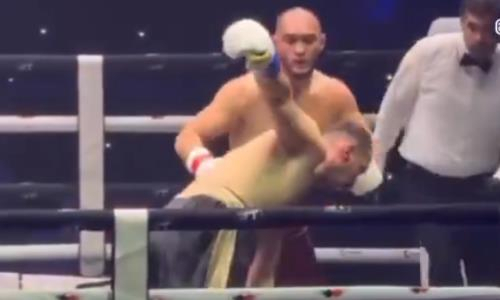 Нокаутом закончился бой непобежденного олимпийского чемпиона из Узбекистана в главном событии вечера бокса. Видео