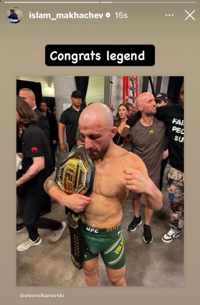 Ислам Махачев отреагировал на титульную победу Алекса Волкановски в UFC