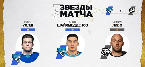 Два игрока «Барыса» признаны звёздами матча КХЛ с «Трактором»