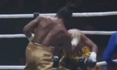 Побитый Жанибеком Алимханулы боксёр закрыл поражение брутальным нокаутом. Видео