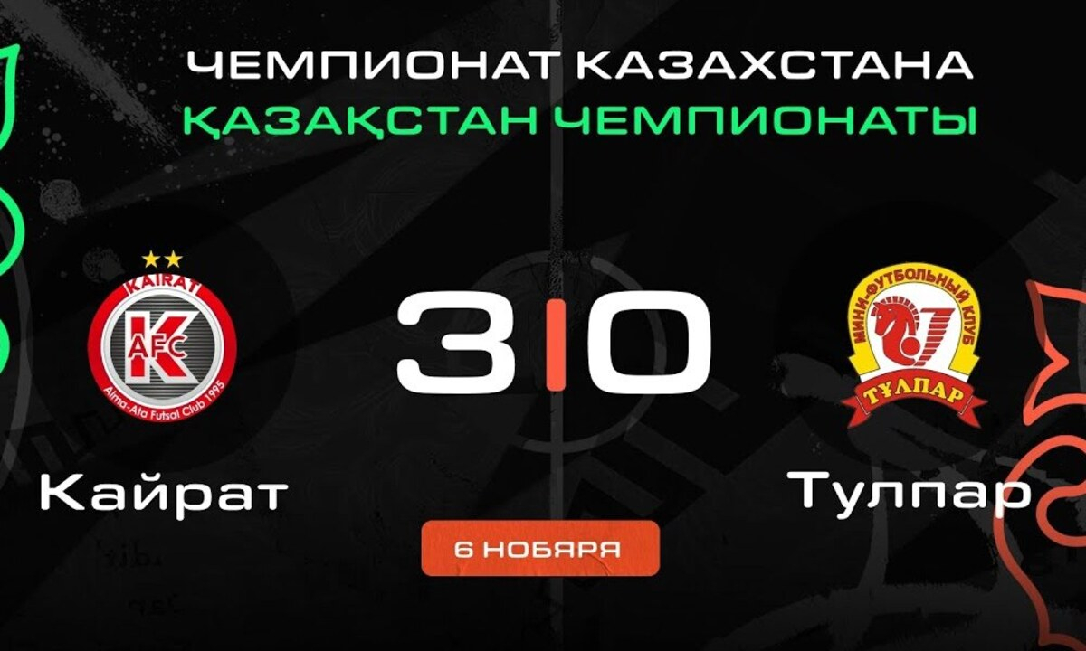 Видеообзор матча чемпионата Казахстана «Кайрат» — «Тулпар» 3:0