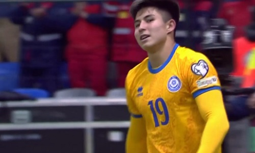 Видео дебютного гола Дастана Сатпаева за сборную Казахстана