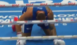 Видео яркого нокаута в бою казаха-супертяжа из сборной Узбекистана на ЧМ-2025 по боксу