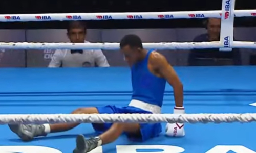 Видео мощного нокаута на 22-й секунде боя Казахстана на ЧМ-2025 по боксу