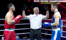 Видео полного боя супертяжей Казахстан — Узбекистан за медаль ЧА-2026 по боксу