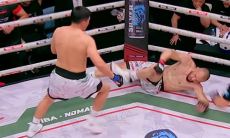 Тремя нокдаунами и нокаутом обернулся бой непобежденного казахстанца