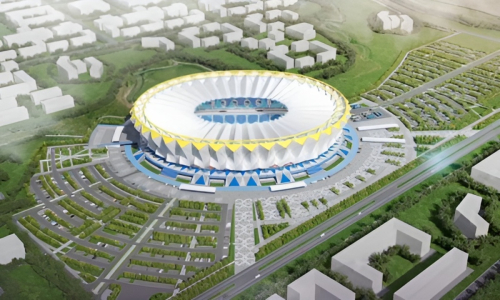 В Казахстане идет строительство крупнейшего футбольного стадиона. Видео