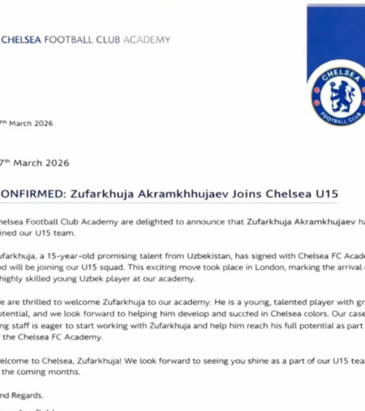 16-летний узбекистанец подписал контракт с «Челси»