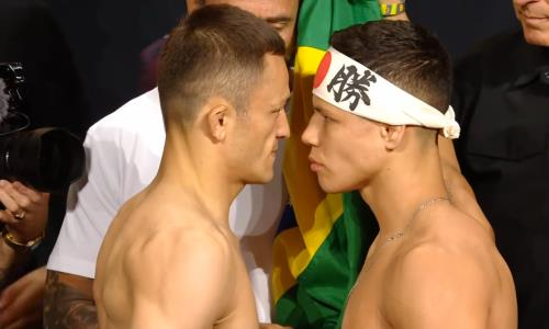 Бекзат Алмахан провёл битву взглядов перед боем на турнире UFC в Баку. Видео