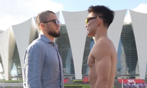 Нурмагомедов и Ядонг провели первую дуэль взглядов перед боем UFC. Видео