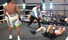 Видео нокдауна Султана Заурбека в претендентском бою IBF