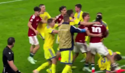 Видео потасовки в концовке матча Венгрия — Украина
