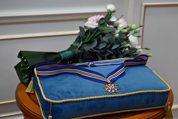Касым-Жомарт Токаев встретился с Еленой Рыбакиной и вручил ей награду. Фото